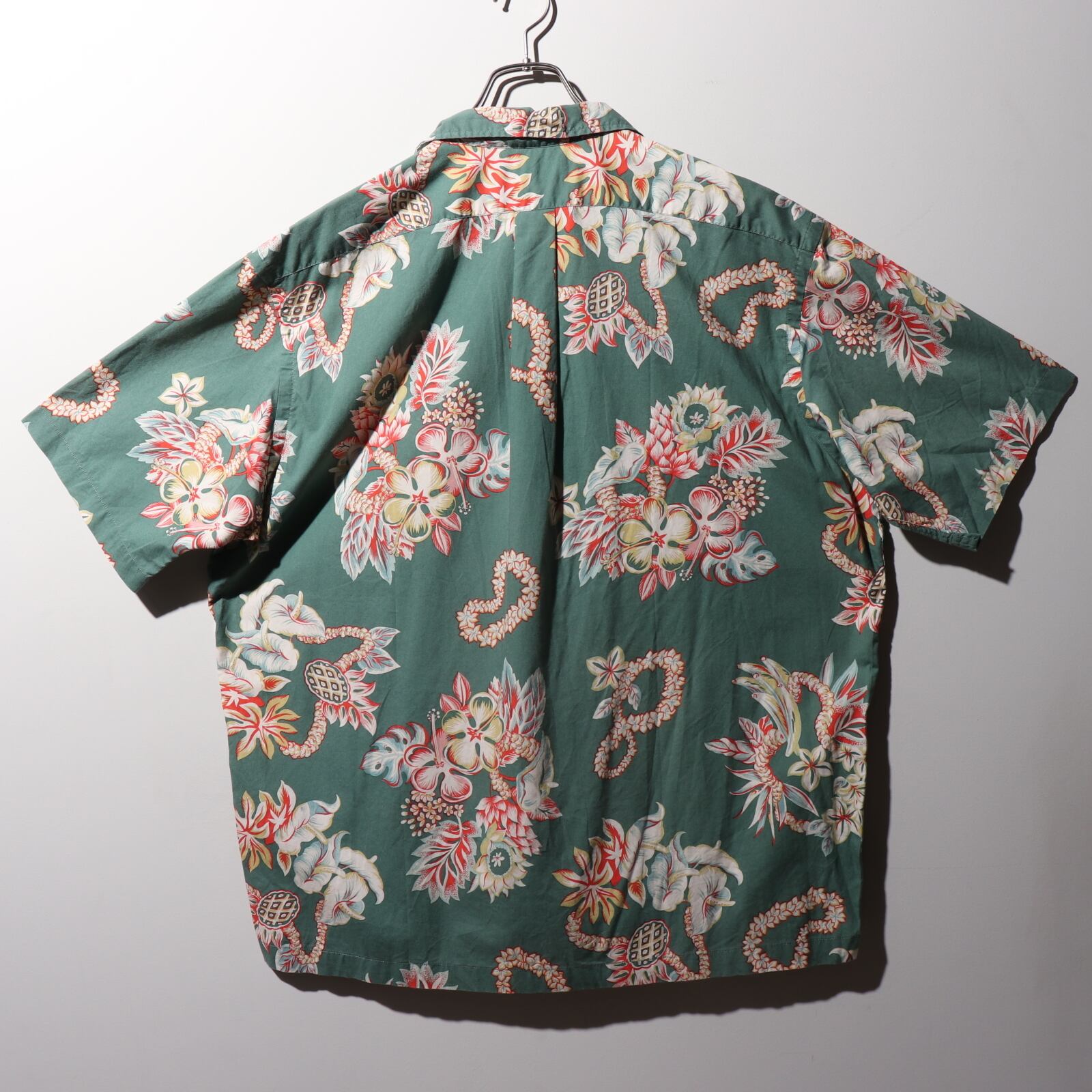 美品 XL Polo Sport 半袖開襟 アロハシャツ 緑 ポロスポーツ 総柄 