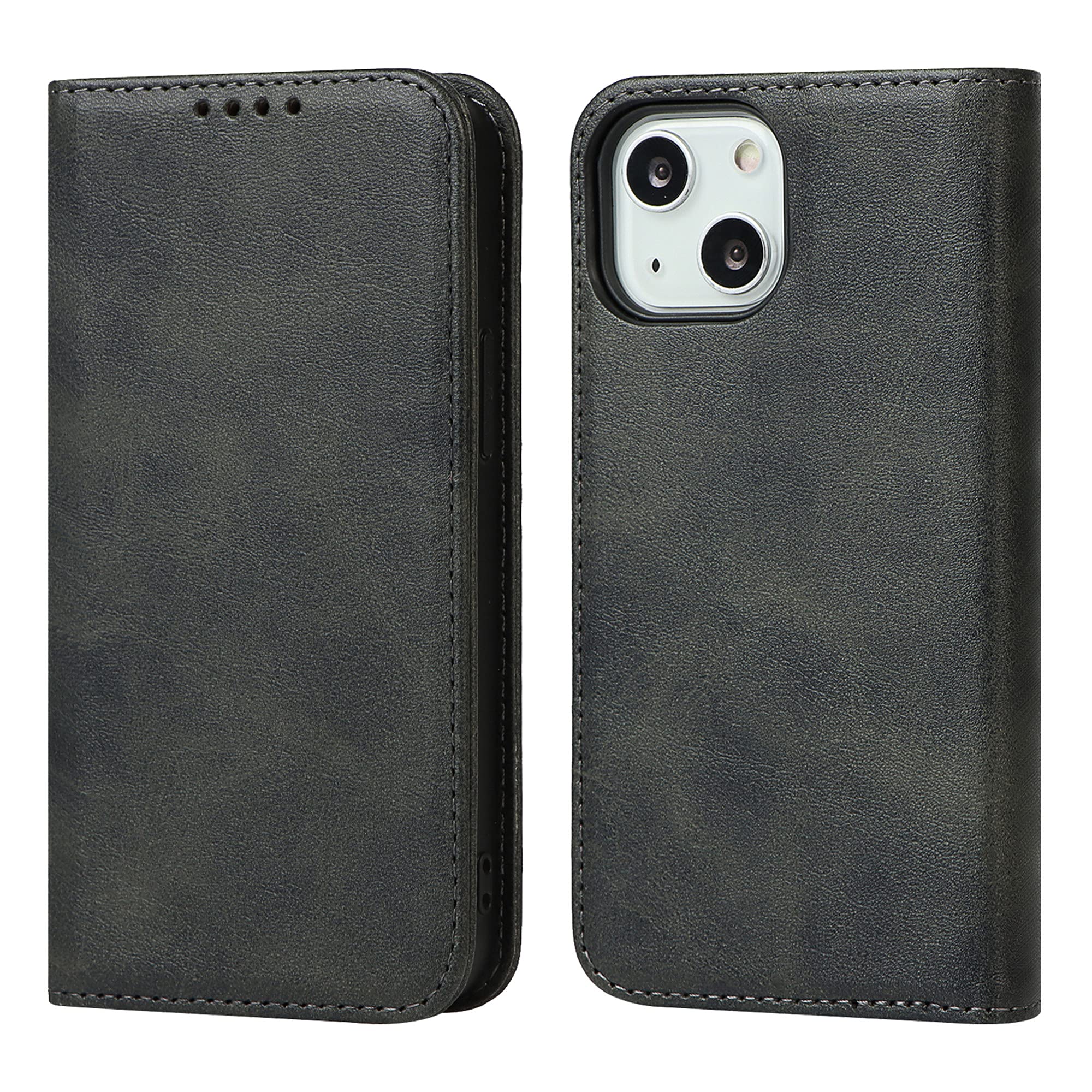iPhone 13 ケース 手帳型 カバー アップル アイフォン 13 手帳ケース iphone 13 case Zouzt 合成皮革 財布型 カード収納 ベルトなし マグネット スタンド 5色 ブラック