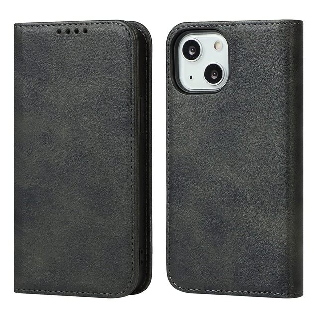 iPhone 13 ケース 手帳型 カバー アップル アイフォン 13 手帳ケース iphone 13 case Zouzt 合成皮革 財布型 カード収納 ベルトなし マグネット スタンド 5色 ブラック