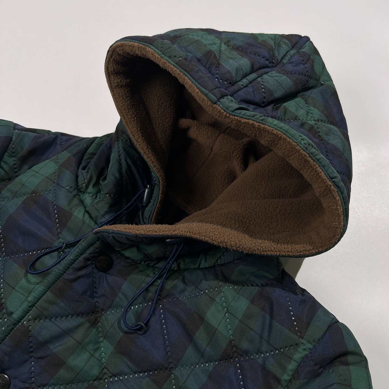 THE SMOCK SHOP ザ スモックショップ ブラックウォッチ フード付き キルティングジャケット 裏フリース サイズ XS