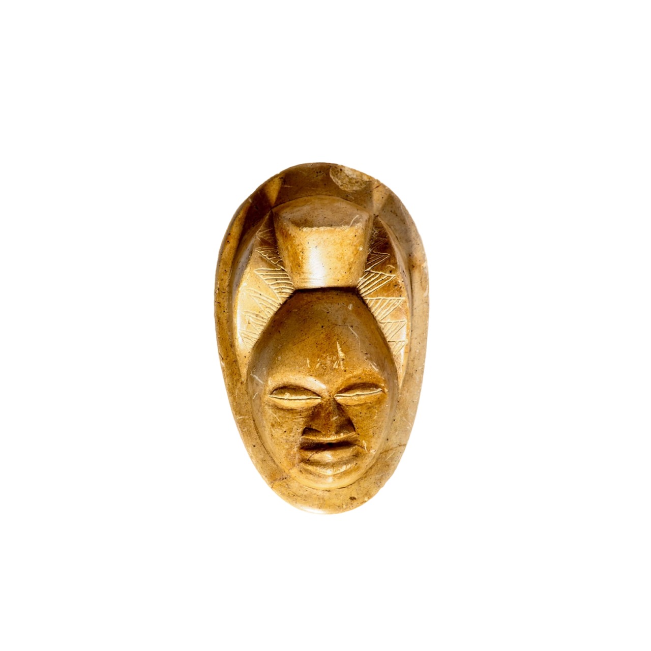 African Folk Art Soapstone Carved Face Object