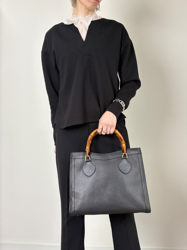 GUCCI グッチ ハンドバッグ ブラック バンブー レザー 002・1095・0260 vintage ヴィンテージ オールド spzj7v