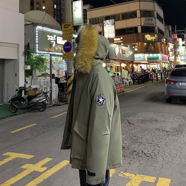 予約販売】ブルゾンジャケット フェイクファー フード付き ストリート