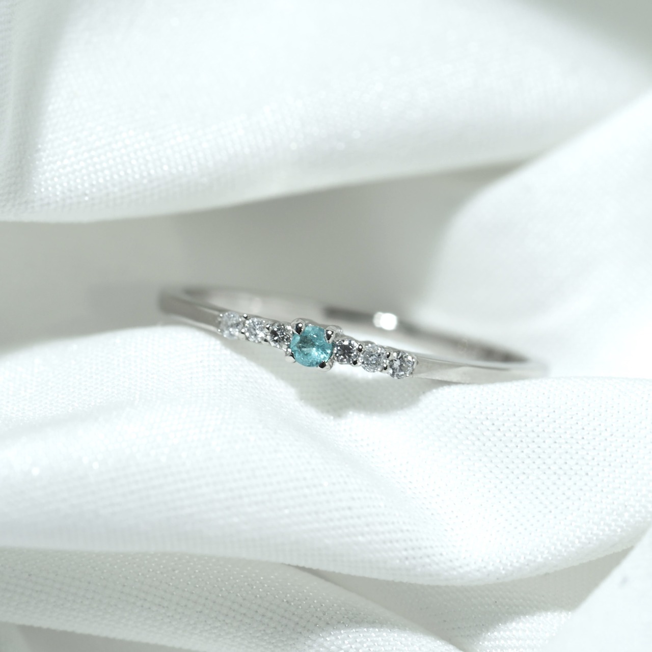 パライバトルマリン ブラジル産 リング 0.03ct D0.048ct pt900 Paraiba Tourmaline