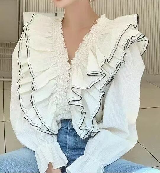 フリル　Vネックブラウス　AJ1079-6026