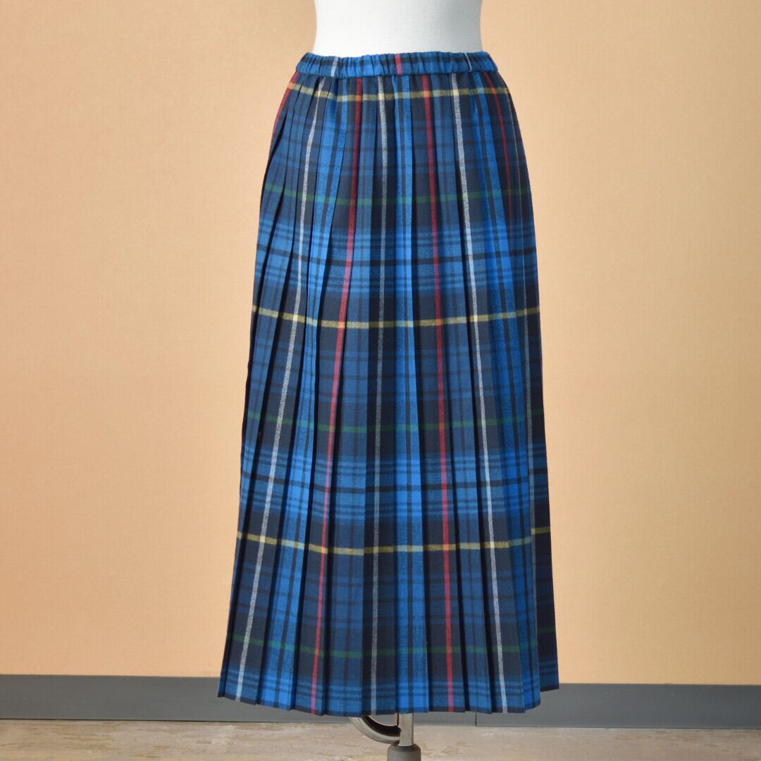 LinenYa リネンや プリーツスカート・ブルー 温かみの有る起毛が施されたプリーツスカート