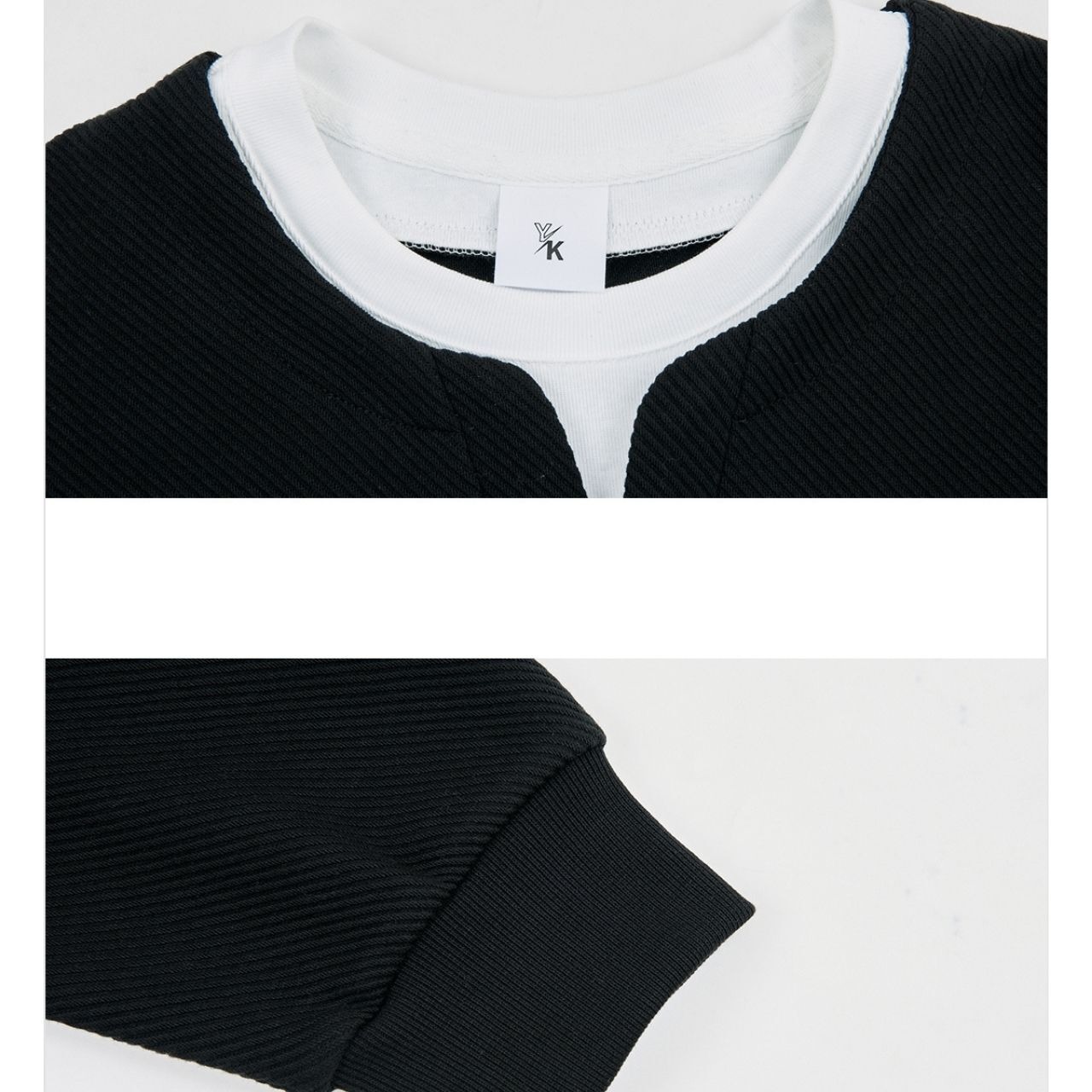 フェイクツーピース重ね着風ロングTシャツ　1125