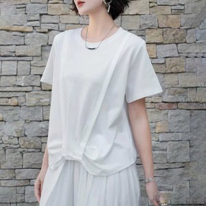 SOLID IRREGULAR HEM DESIGN T-SHIRT 2colors M-17001