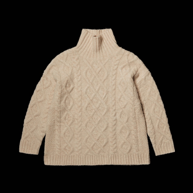 Cable turtle knit/white