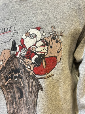 80's 90's santa&reindeer gray sweat