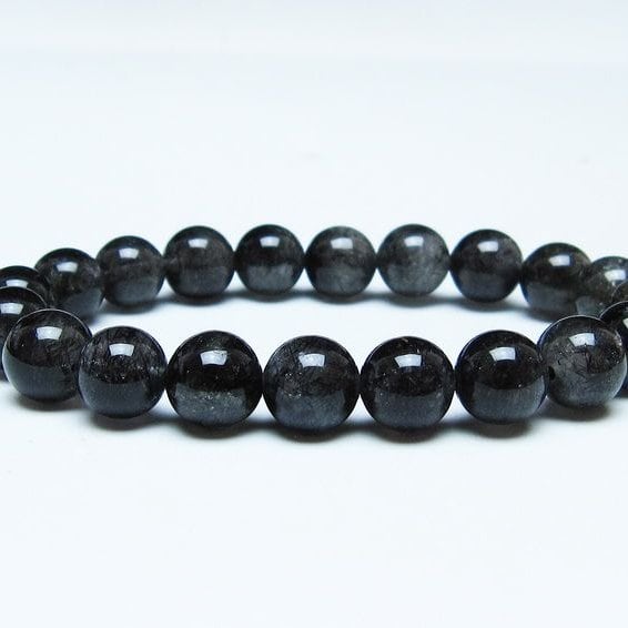 ブラックルチルクォーツ ブレスレット 10mm ブラックトルマリン トルマリネイテッドクォーツ 一点物 メール便可 [M便 1/10] 111-47093