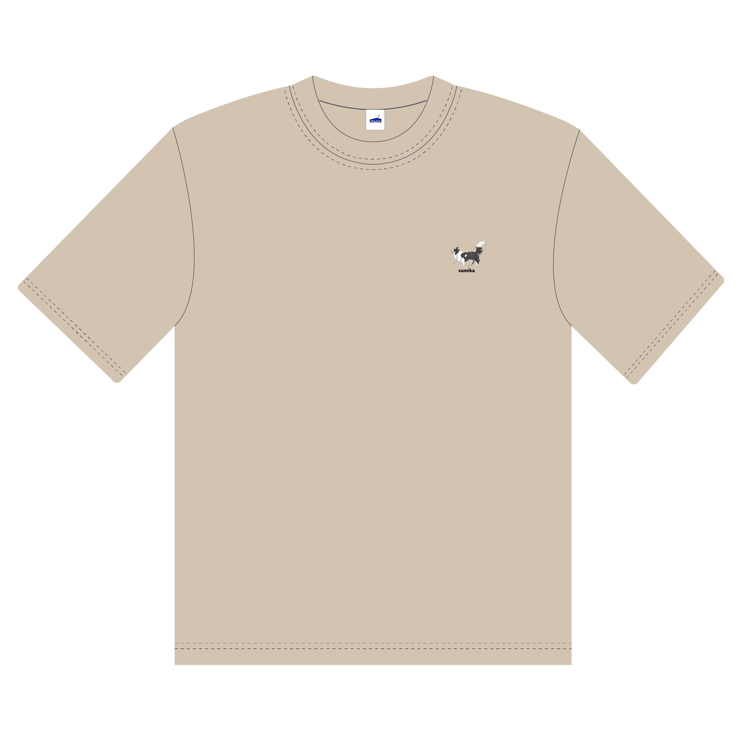 sumika / いろは刺繍ビッグシルエットTシャツ（サンドベージュ）