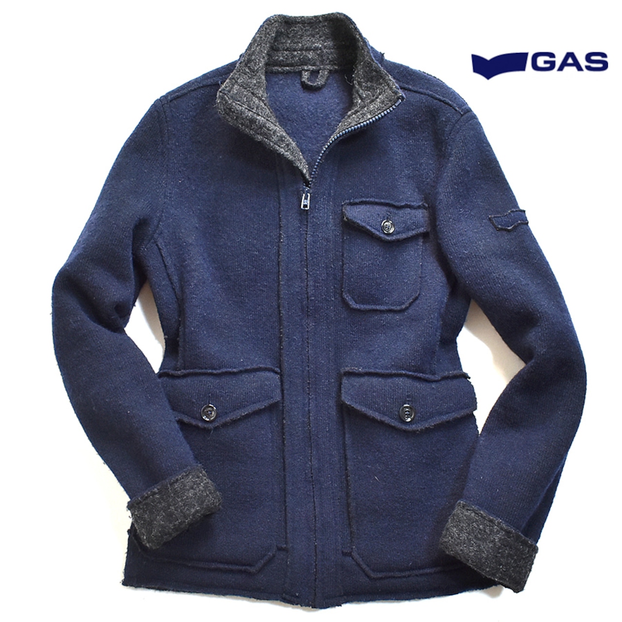 定価4万] GAS / ガス 圧縮 ニット ミリタリージャケット メンズM程 