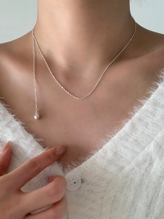 heart motif layer necklace  (S925)