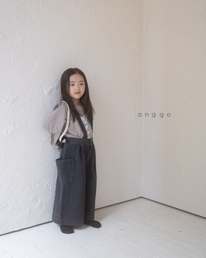 【anggo】サスペンダー付きワイドデニム ブラック 80〜120cm 241016