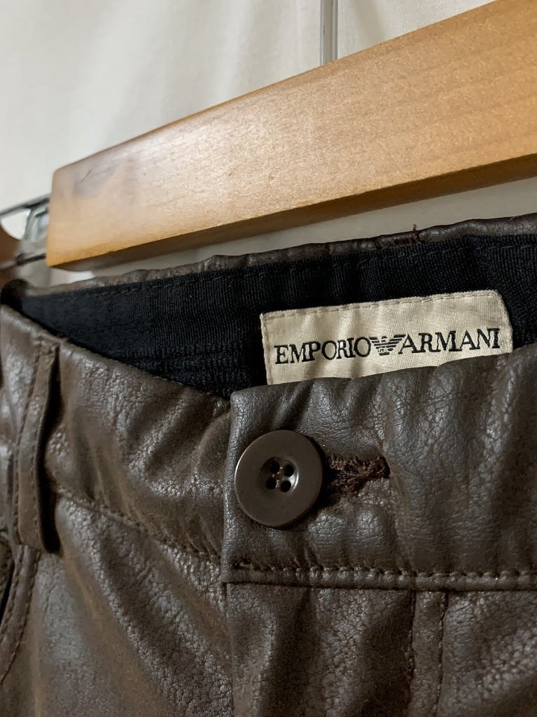 Switched Gather Design Eco Leather Pants "EMPORIO ARMANI　Dead Stock"