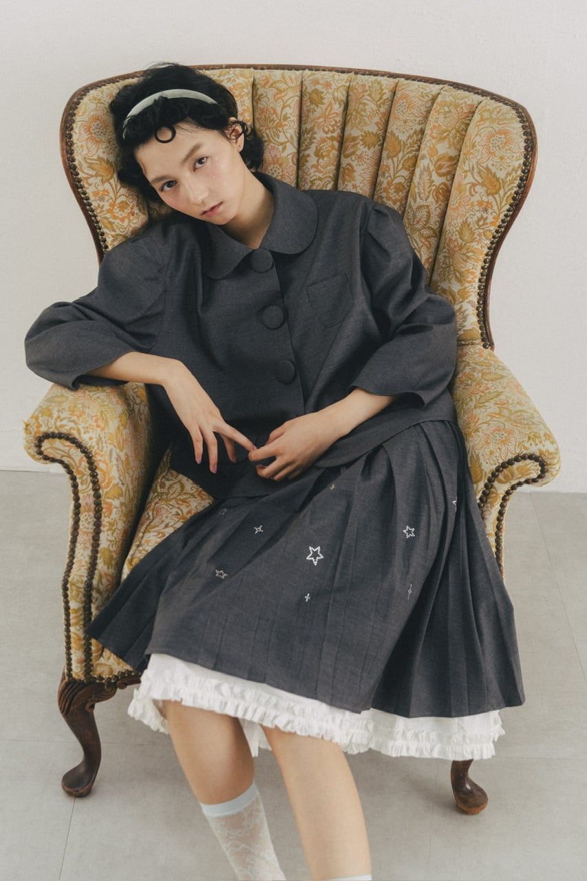 フリルレイヤードグリッタースカート　GRAY