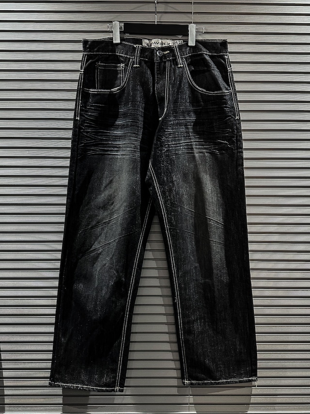 【X VINTAGE】"AVIREX" Metallic Design Vintage Baggy Denim Pants