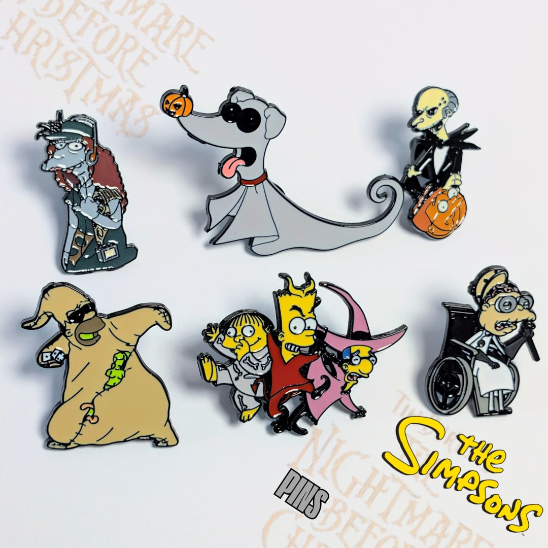 ♧送料無料！ ★ピンズ PINS★ピンバッジ 【 The Simpsons（ ザ シンプソンズ ）×The Nightmare Before Christmas？(笑)】ナイトメアコス ハロウィン 6P SET / ピンズセット / Treehouse of Horror / ツリーハウス・オブ・ホラー〚アメリカン雑貨 アメトイ〛