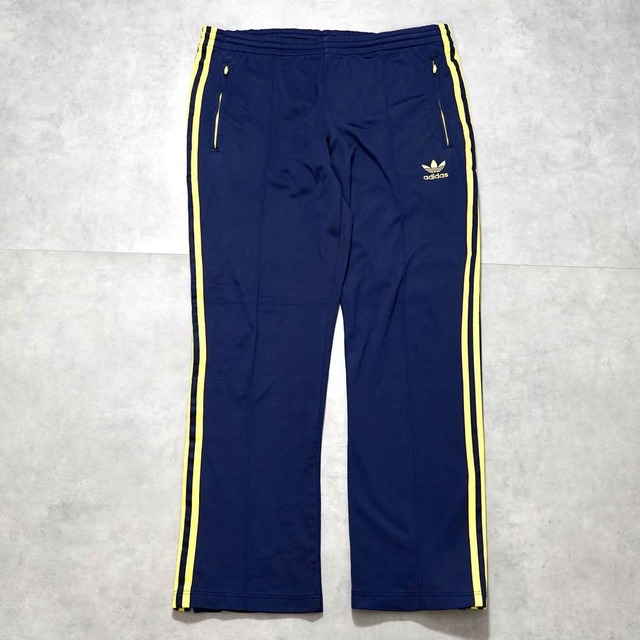 adidas アディダス トラックパンツ 刺繍 古着 L 紺 黄 16286
