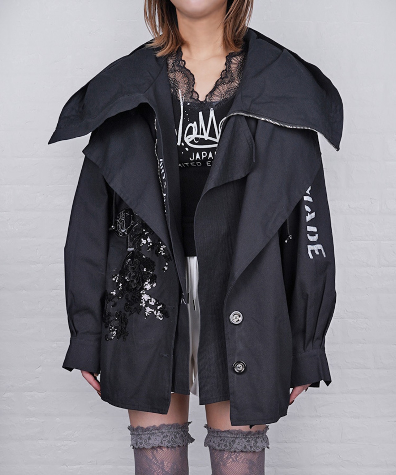 【ATELIER LINE】 ビックカラーフーディージャケット (BLACK)　CQ-48066H