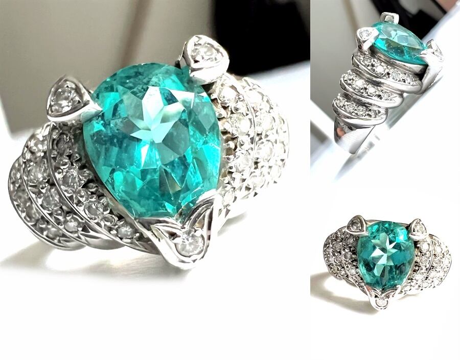 田村俊一 Tamura Shunichi アパタイト プラチナ ダイヤモンド リング 2.57ct 28P 13号 指輪 パヴェ