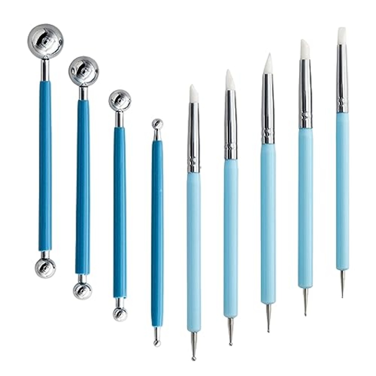 LOYELEY 粘土彫刻ツール 点描ツール 粘土 陶芸 道具 9本セット 18タイプ クレイ ツール クレイ丸棒 細工棒 丸 ヘラ シリコン筆 ドットペン ネイルアート 粘土ツール 趣味 DIY 粘土細工 粘土彫刻