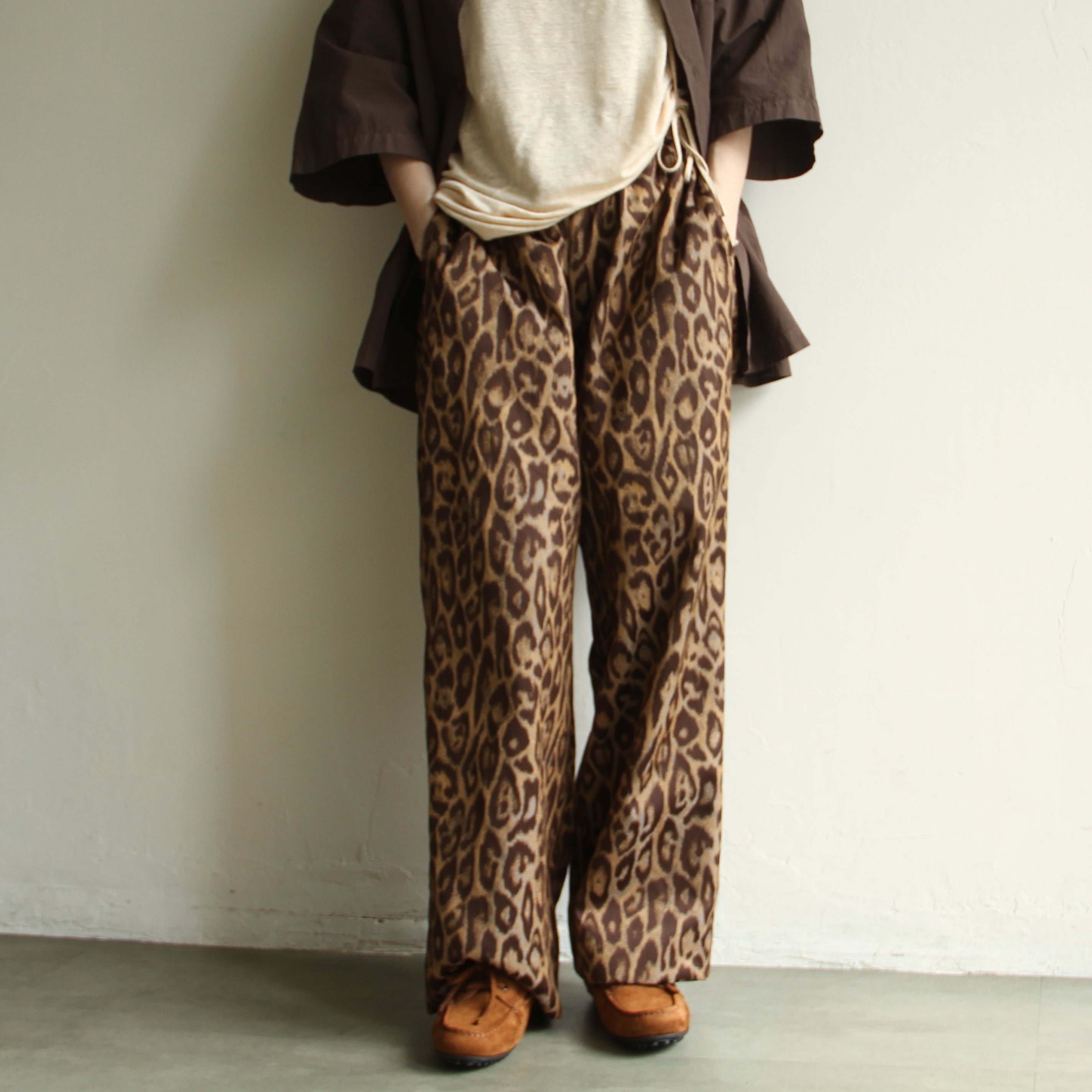 TOURNON. Jacquard leopard easy pants