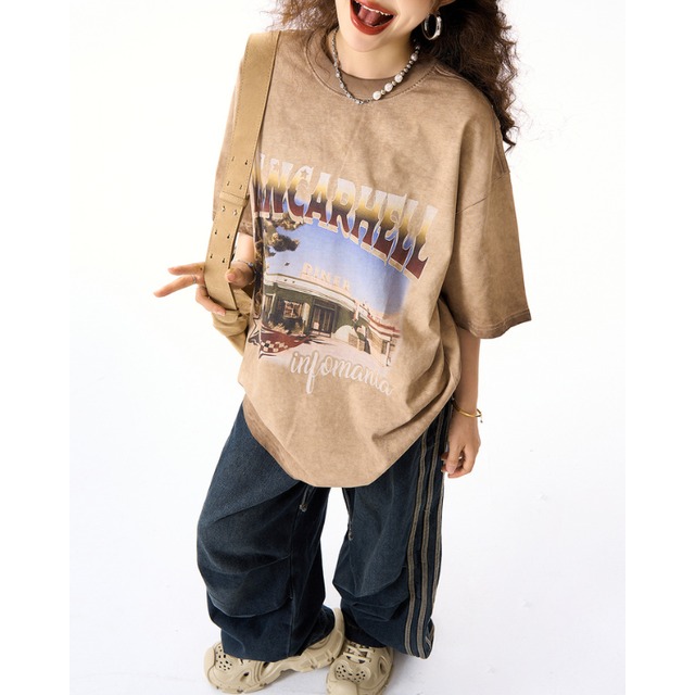 diner photo print short sleeve tee　ダイナーフォトプリント半袖ティー　J1006