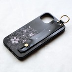 【iPhone14Plus/OUTLET】夜桜 - 和風 立体型 ハンドベルト付ソフトiPhoneケース