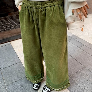 Corduroy ruffle wide pants 2litr06076