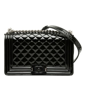 シャネル ココマーク ボーイシャネル チェーン ショルダーバッグ ブラック エナメル レディース CHANEL 【中古】