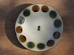 伝統の色合い丸紋緑釉　6寸皿（約18cm）　【ヤチムン大城工房】