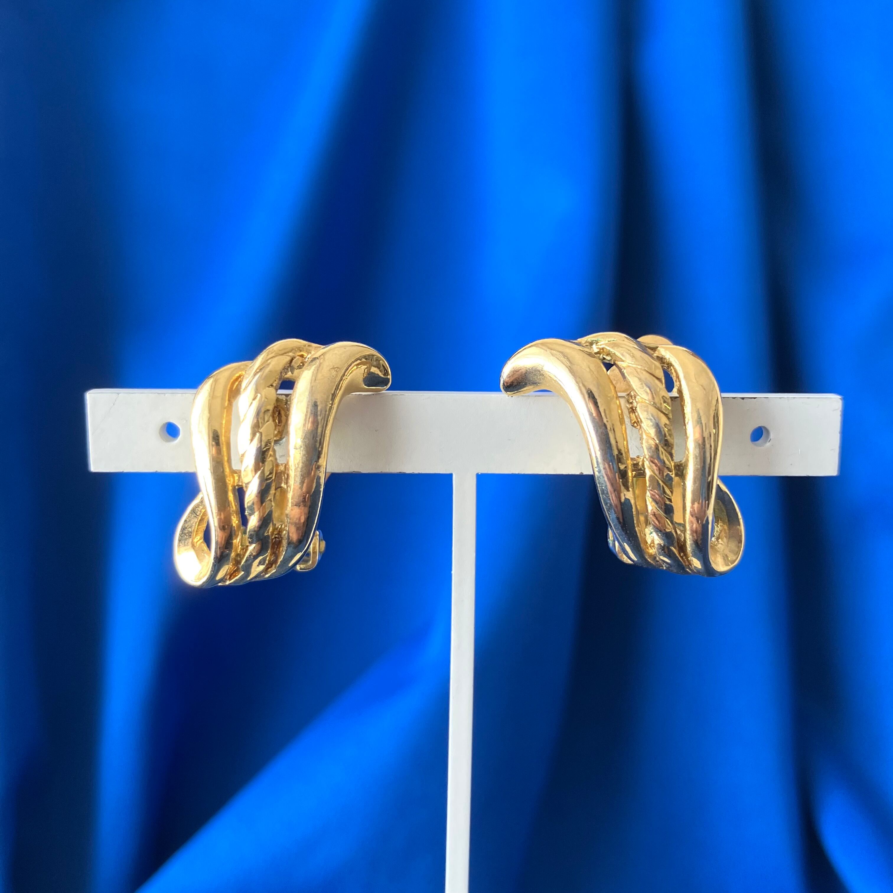 gold & faux tortoise circle dangle earring[e-2212] ヴィンテージ