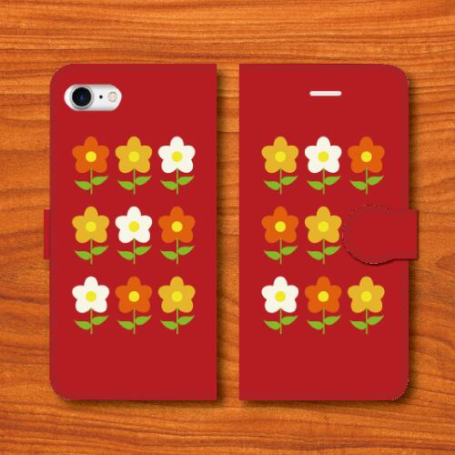 昭和レトロ 花柄 昭和食器調 赤色 Iphoneスマホケース 手帳型ケース Dezagoods Retro