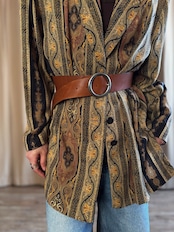 vintage leather round buckle belt-5221-4