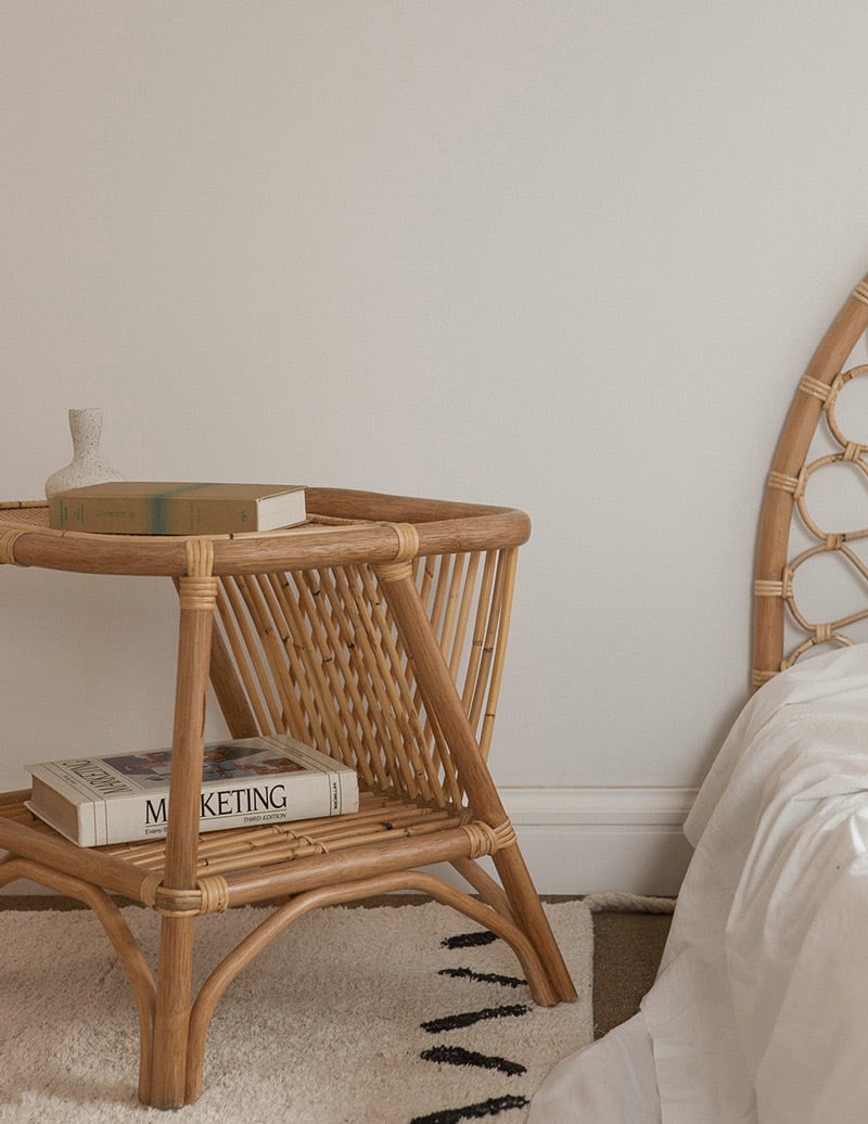 rattan wood magazine table A / ラタン ウッド マガジンラック サイド