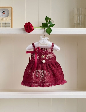 M/即納【It’s Sunny Outside】Blooming Dress (Burgundy)