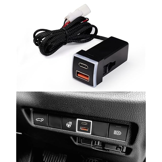 Jiooy トヨタ usbポート qc3.0+pd type-c ノア・ヴォクシー90系 ライズ