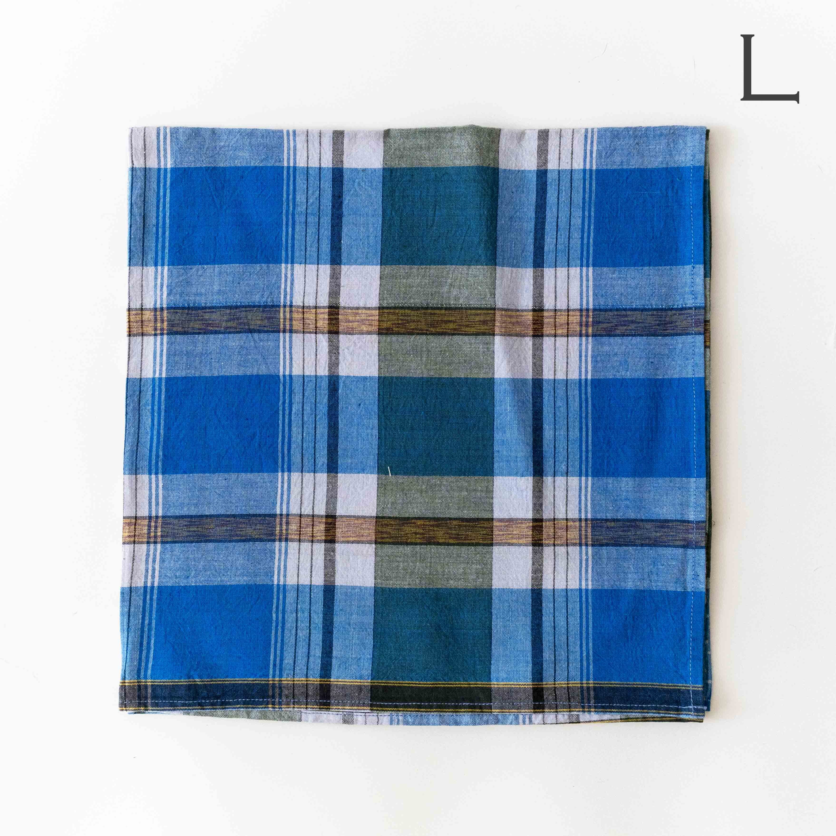 45R セルビッチ　フラワーチェック　バンダナ　インディゴ　未使用品 ルンギ・マドラスチェック / バンダナ | SOMME