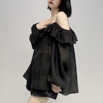 Puff-sleeve off-shoulder shirt (ME494)