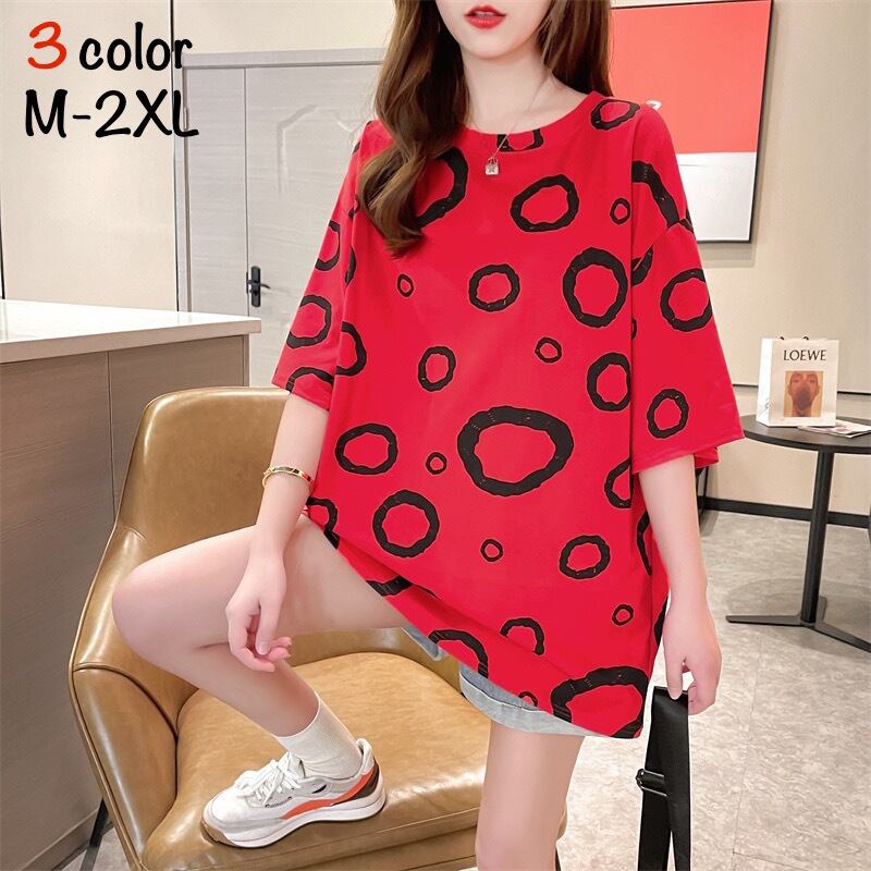 Tシャツ 半袖Tシャツ トップス レディース 半袖 ラウンドネック プルオーバー プリント ルーズ 個性的 レトロ カジュアル きれいめ 可愛い お洒落 普段使い 日常使い 普段着 お出かけ デート 女子会 休日 夏 レッド 赤 イエロー 黄色 ブラック 黒 M L XL 2XL 10代 20代 30代 大人 大人可愛い コーデ コーディネート 韓国 ファッション オルチャン お取り寄せ 送料無料 hll-1217