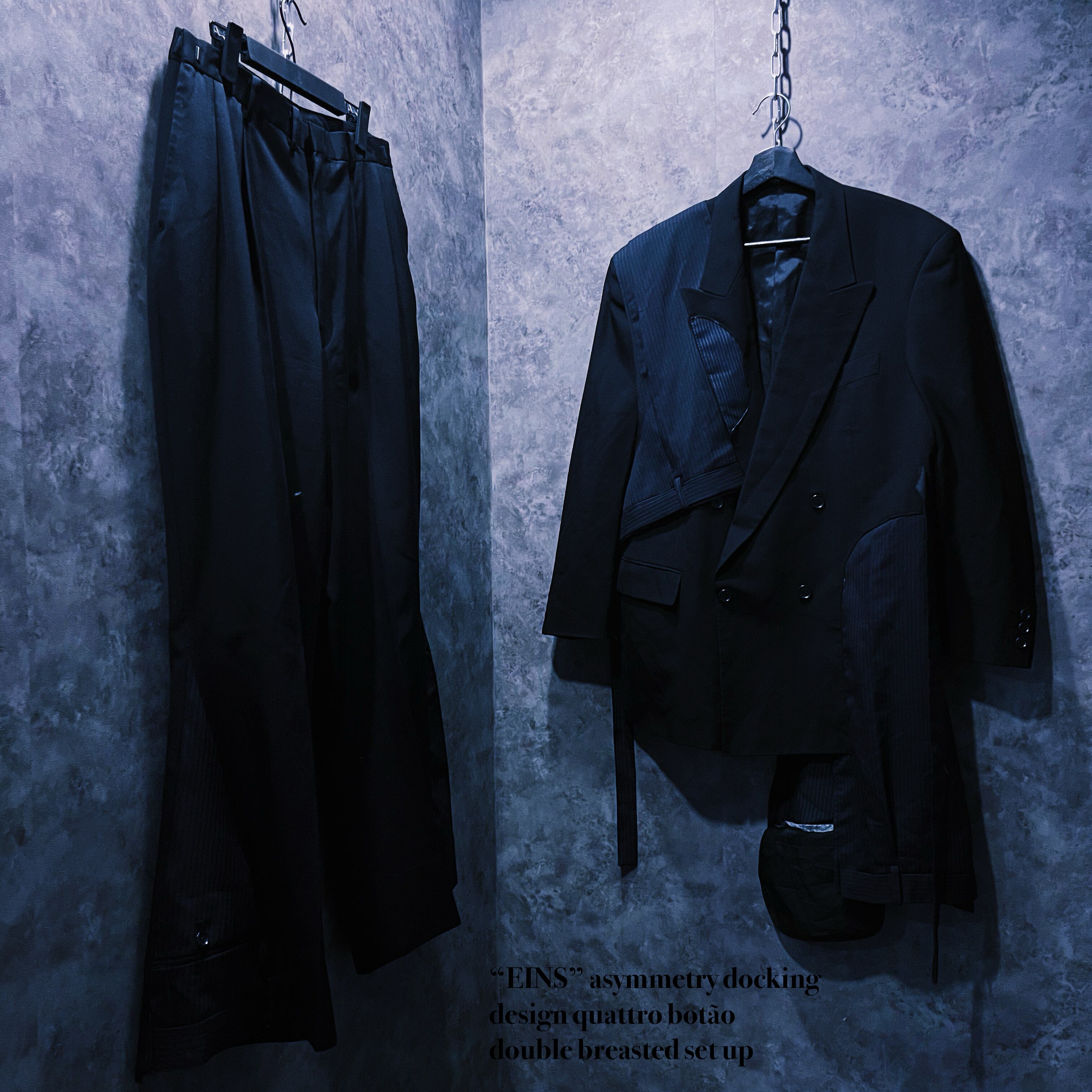 【doppio】“EINS” asymmetry docking design quattro botão double breasted set up