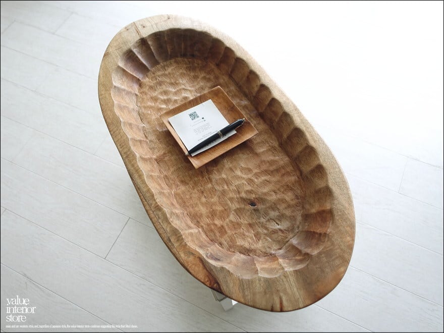 無垢材 大型トレイ70.5cm 入れ物 飾り台 フルーツトレイ ちょうなはつり 什器 小物入れ モンキーポッド