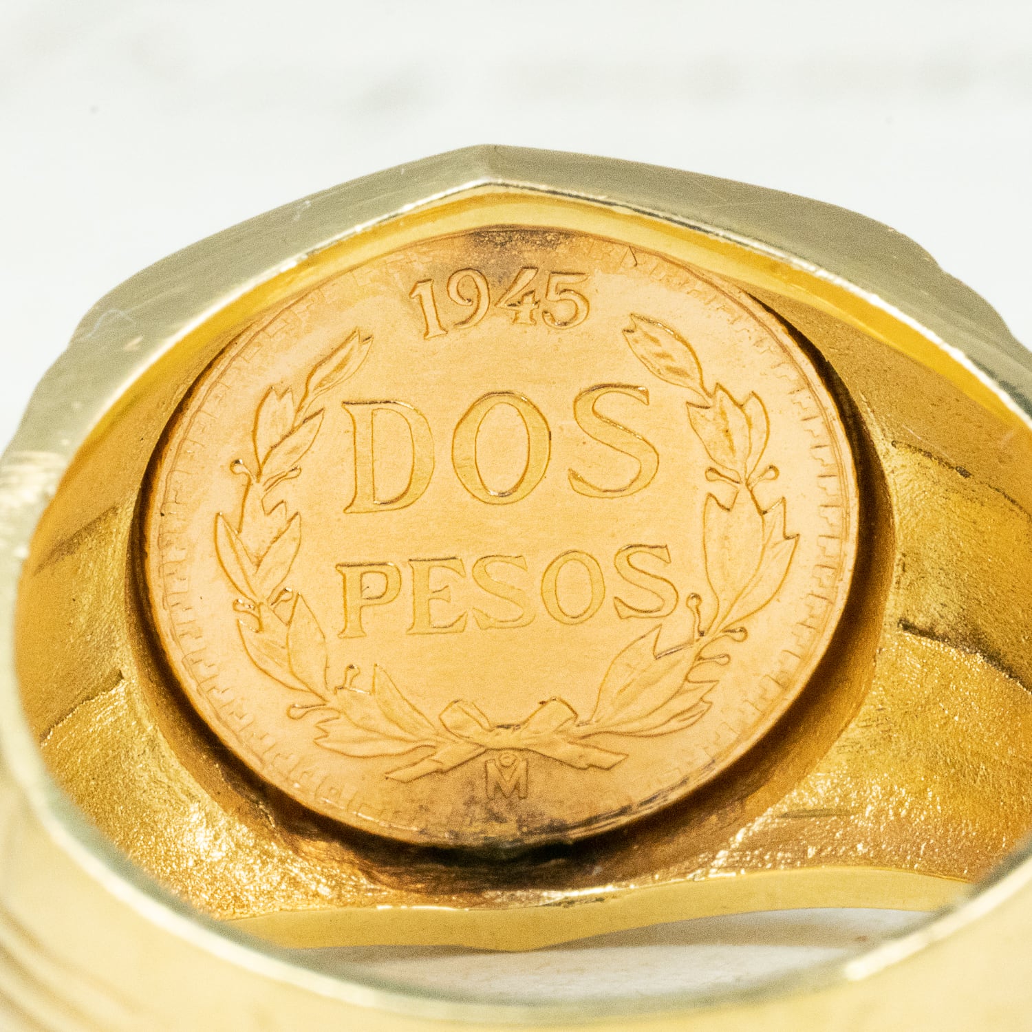 K21.6 コイン/ K18リング DOS PESOS 1945年 コインリング ドスペソ