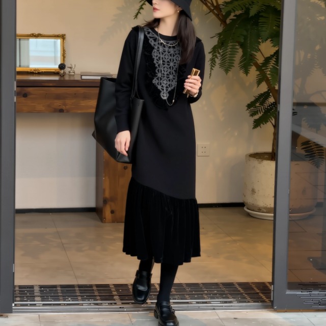 プリーツ ロング ワンピース 239001