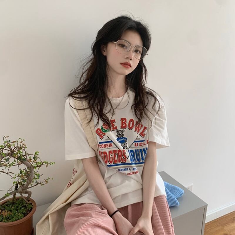 サマールーズホワイトTシャツ シャツ レッドトップス 夏物 スーパーモール12861054379