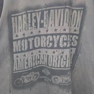ハーレーダビットソン　クルーネック　プリントTシャツ　ビッグロゴ　カーキ　L