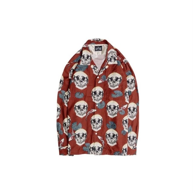DRESS HIPPY/FACE TWO SKULL L/S SHIRT (RED)