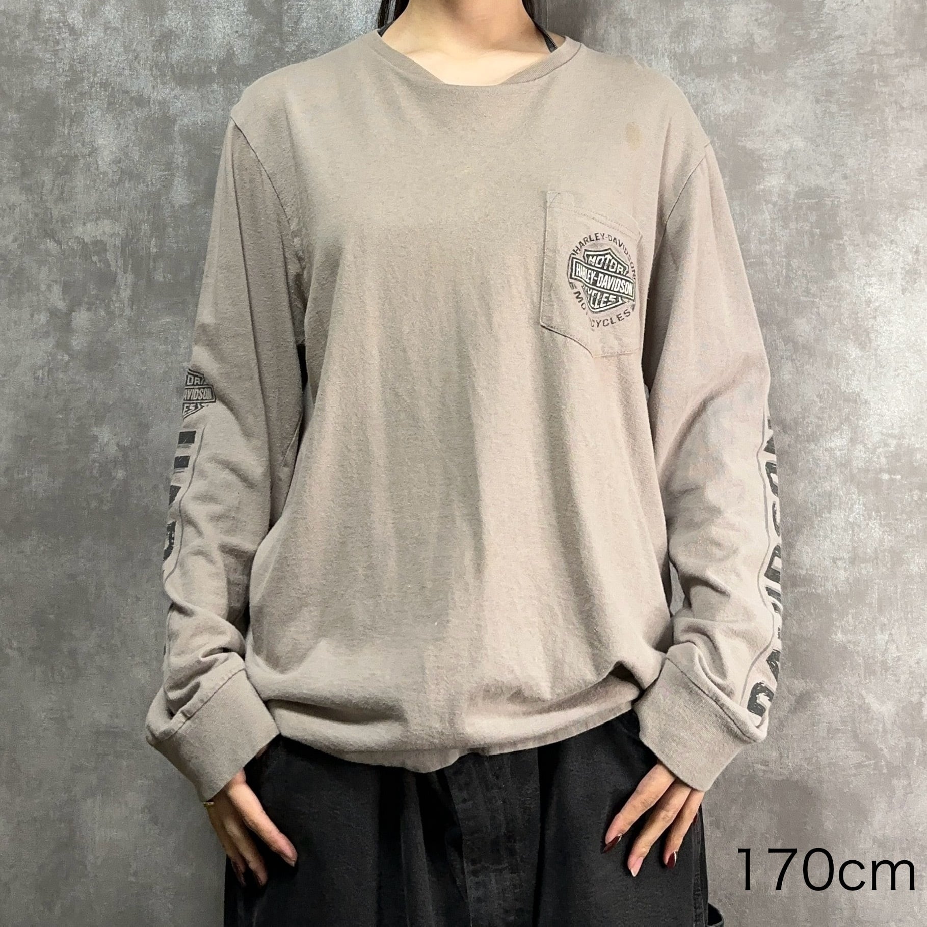 90s】HARLEY DAVIDSON ロングTシャツ L コットン100% プリント Vintage 